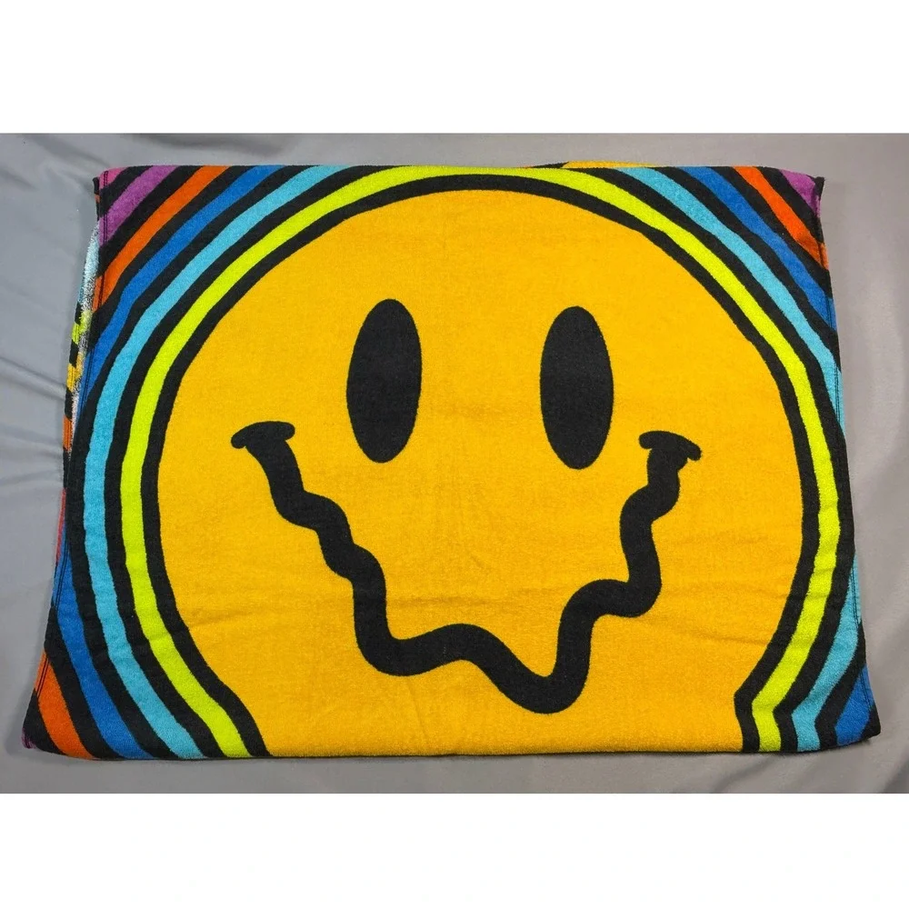 Lot of 3 Beach Towels Multi Color Ice Cream Melting Smiley Face Zoo Animals